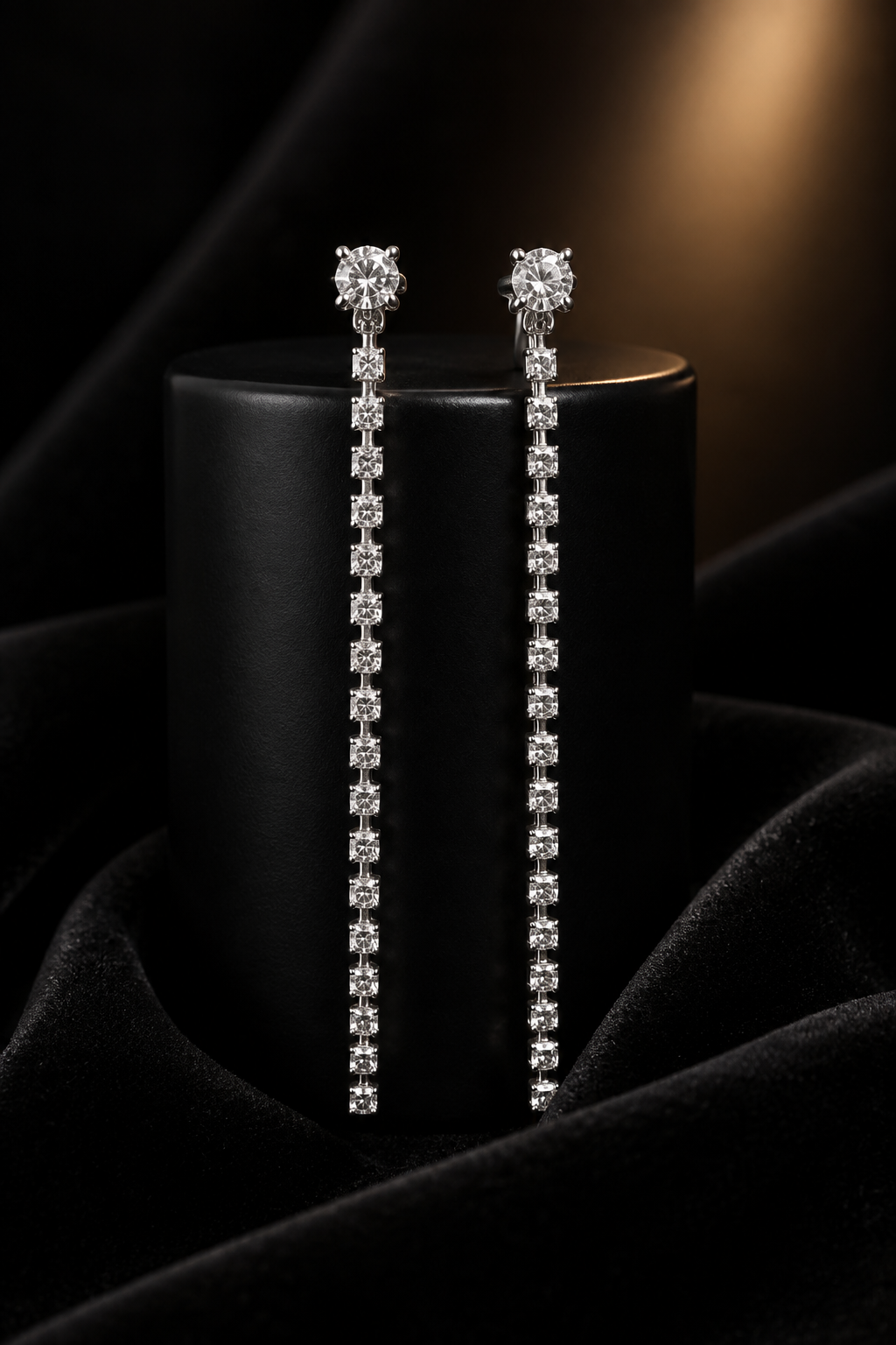 Crystal Rhinestone Long Drop Chain Earrings