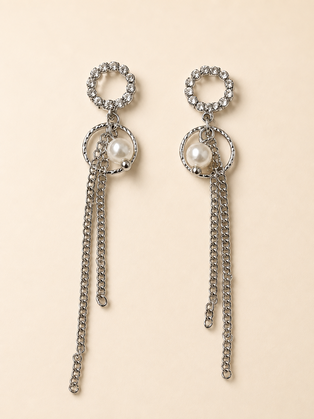 Pearl & Crystal Chain Drop Earrings