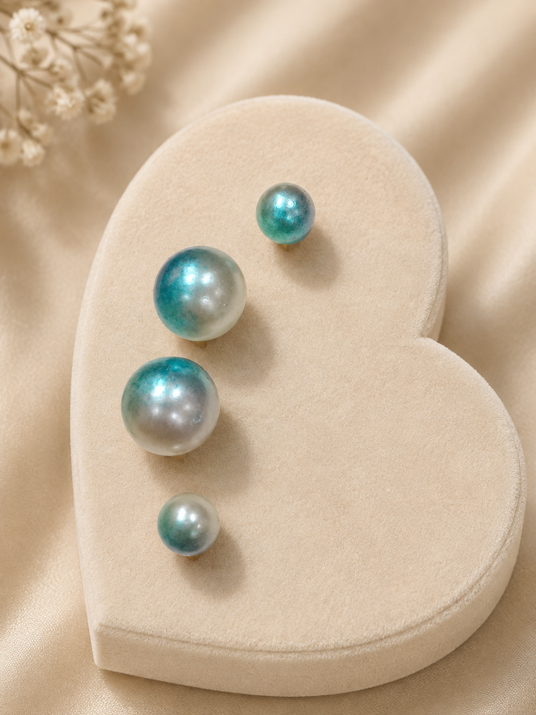 Blue Pearl Mismatched Stud Earrings Set