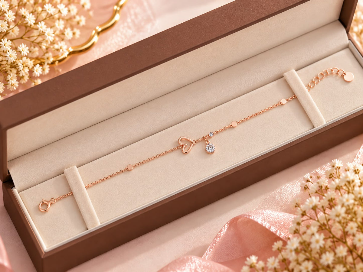 Rose Gold Crystal Heart Bracelet