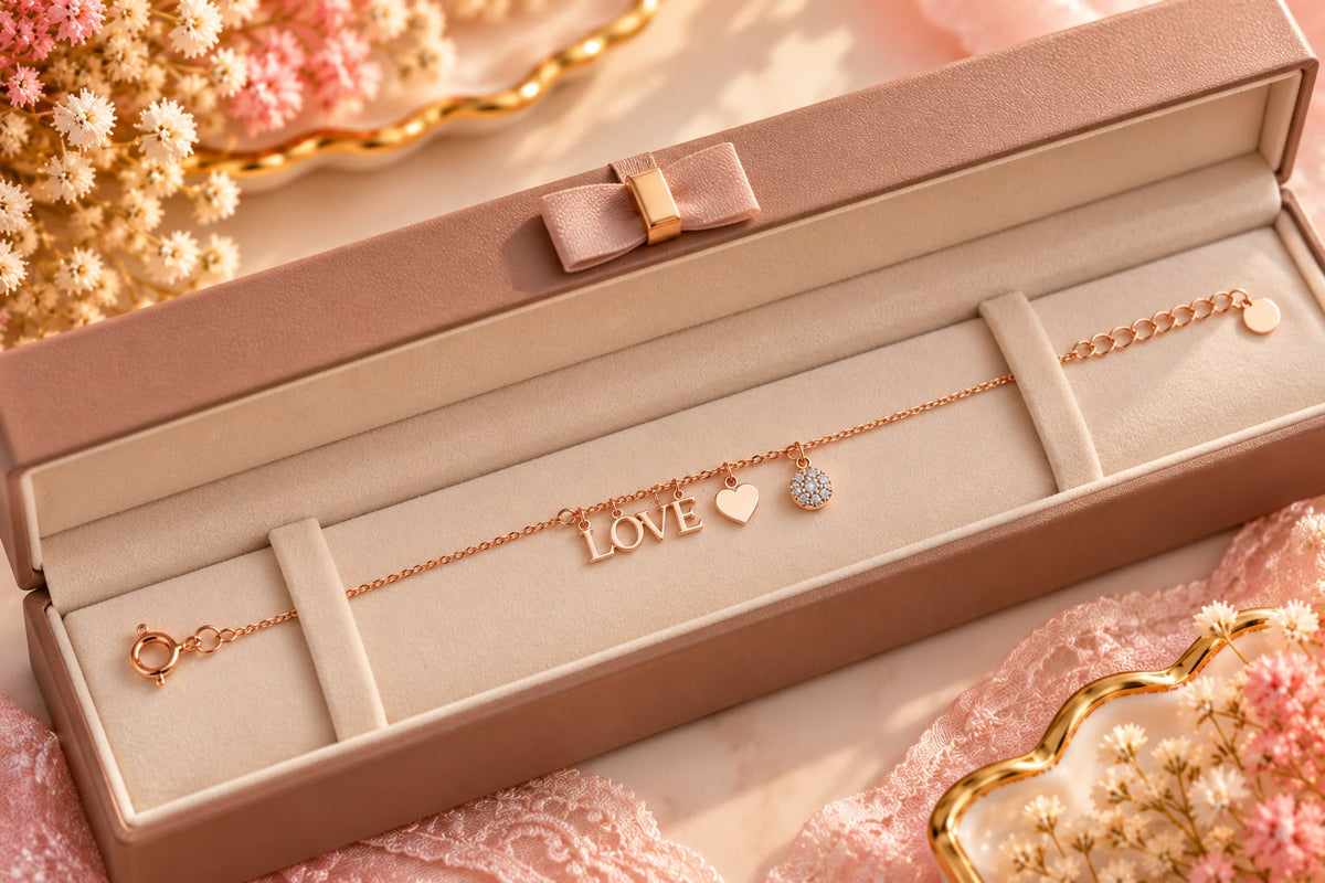 Rose Gold LOVE Charm Bracelet