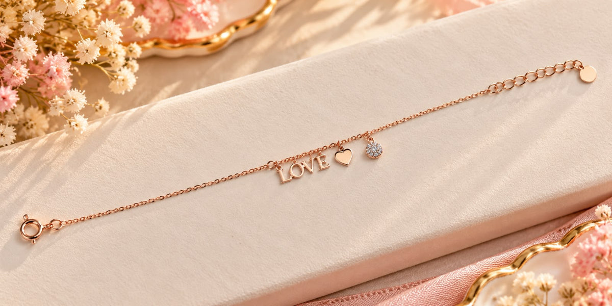 Rose Gold LOVE Charm Bracelet