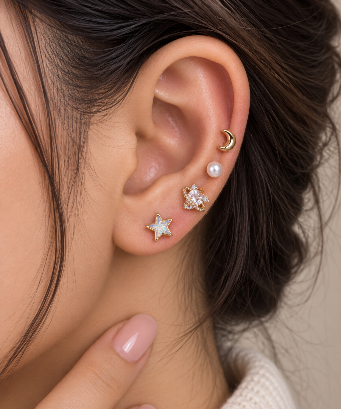 Rose Gold 4-Piece Piercing Stud Set