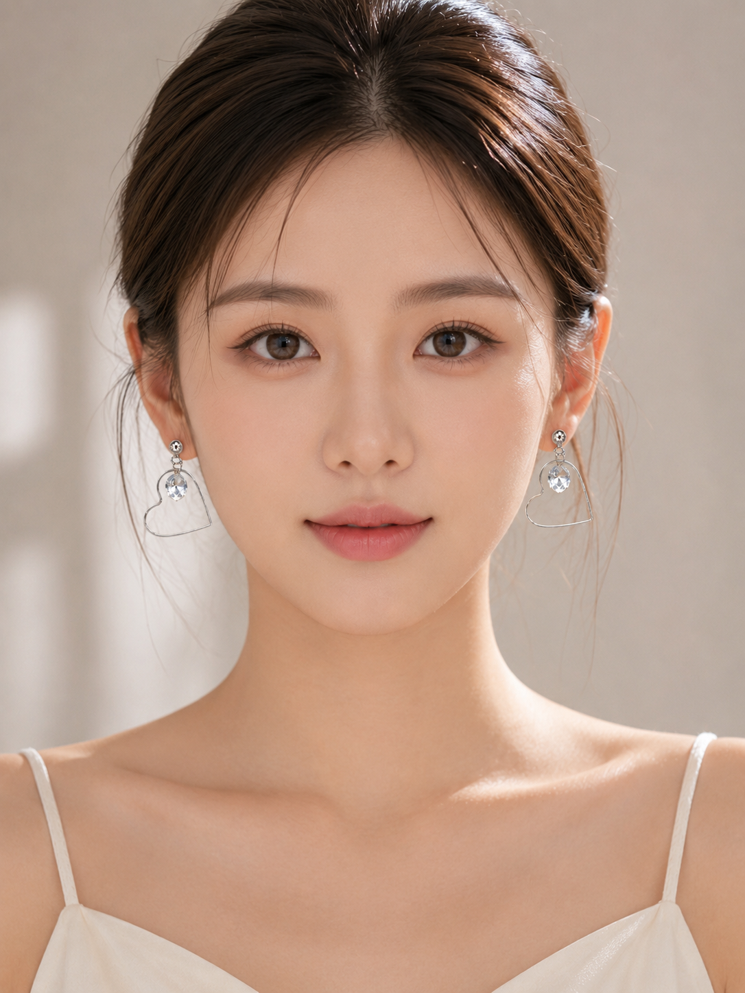 Silver Heart Drop Earrings