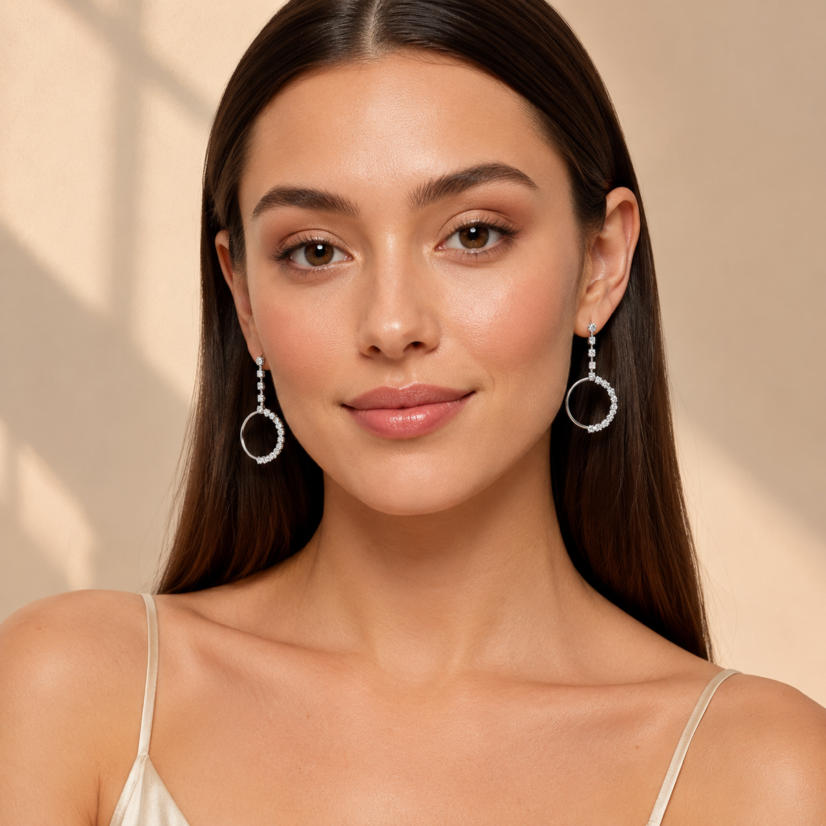 Silver Crystal Circle Earrings