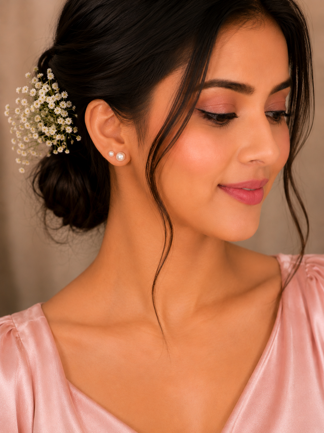 Pearl & Pink Crystal Drop Earrings