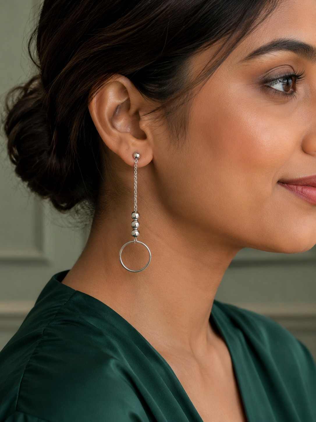 Silver Circle Drop Earrings
