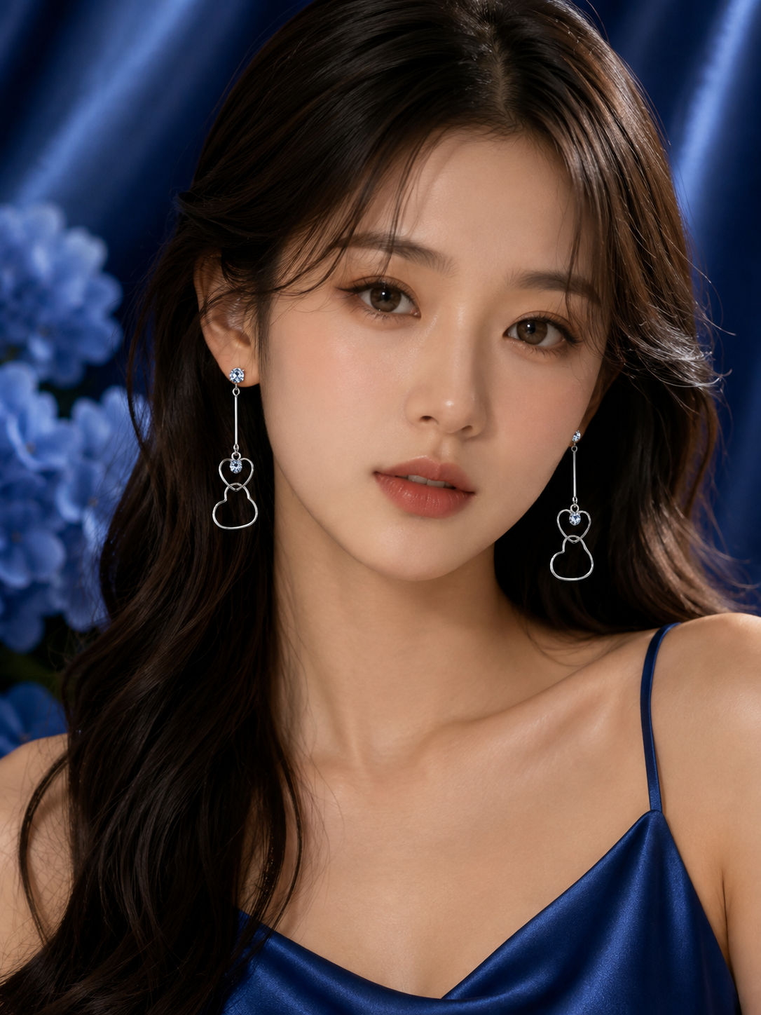 Silver Heart Drop Earrings