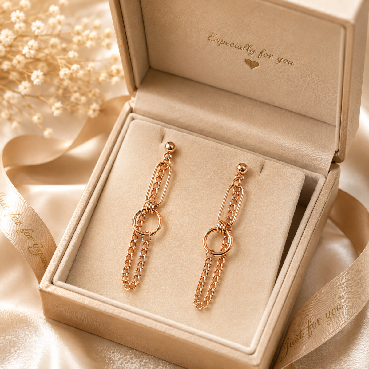 Rose Gold Chain Drop Earrings