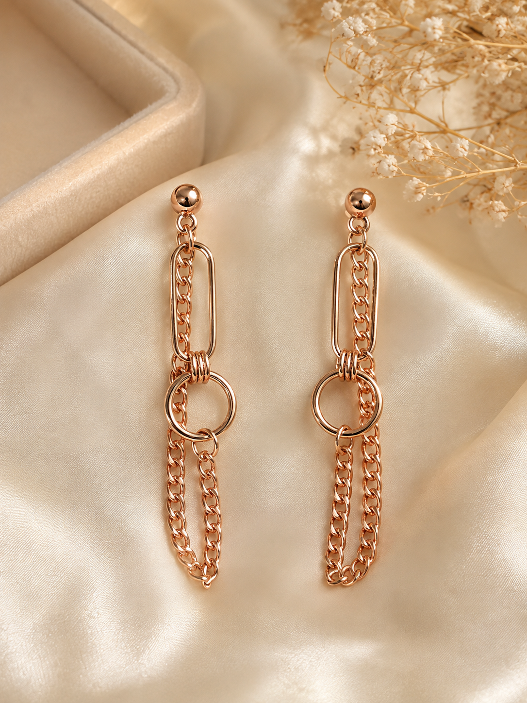 Rose Gold Chain Drop Earrings