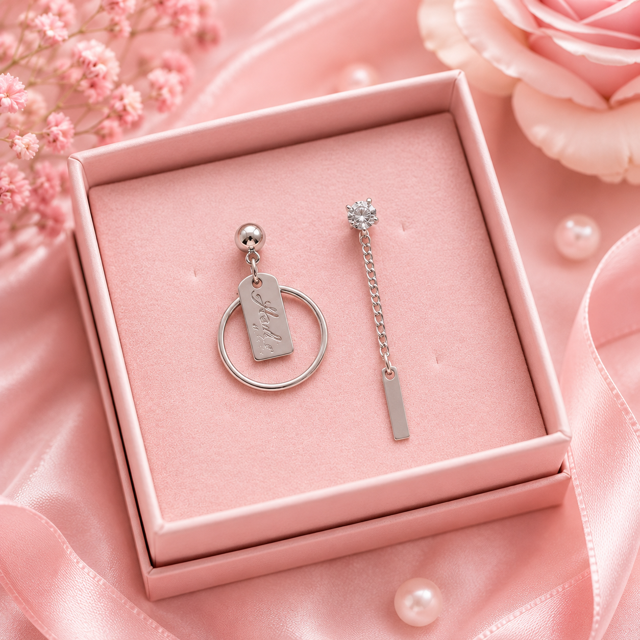 Silver Mismatched Drop Earrings