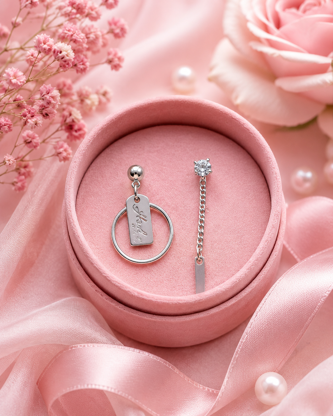 Silver Mismatched Drop Earrings