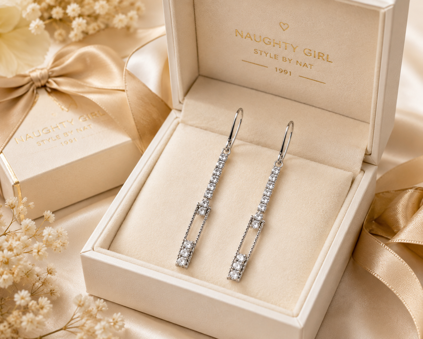 Sparkling Silver Rhinestone Drop Earrings