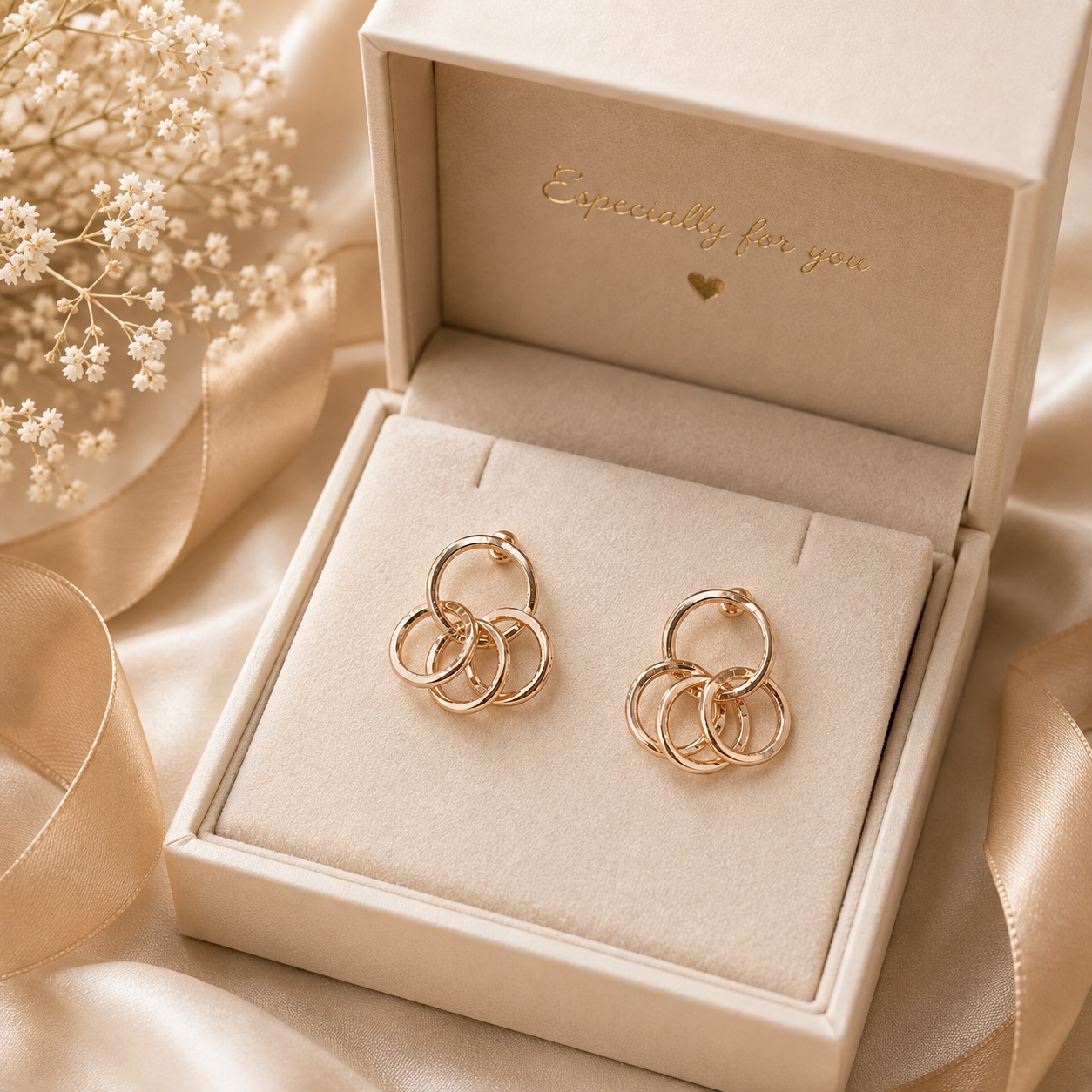 Rose Gold Interlocking Circle Earrings