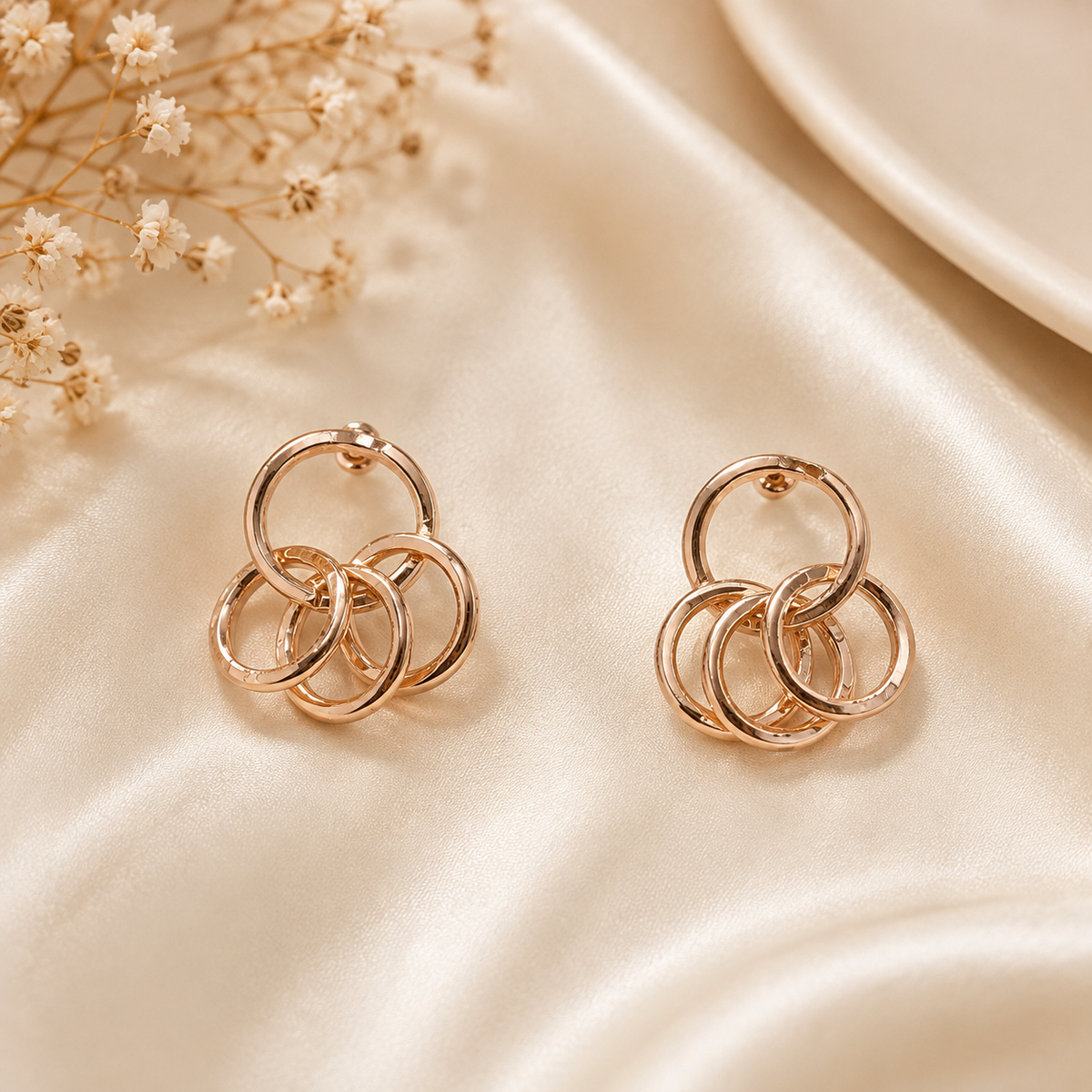Rose Gold Interlocking Circle Earrings