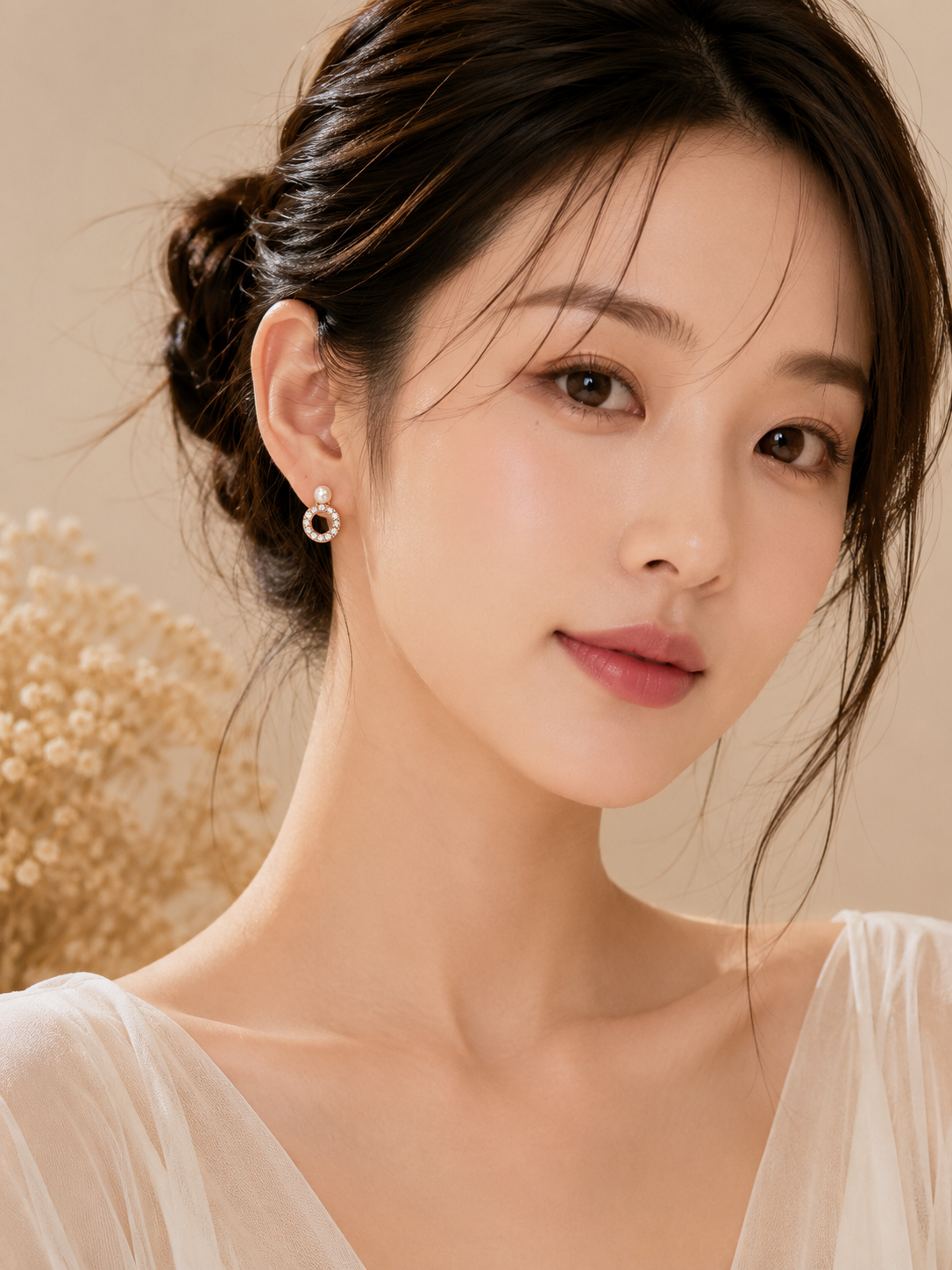 Pearl & Crystal Hoop Drop Earrings