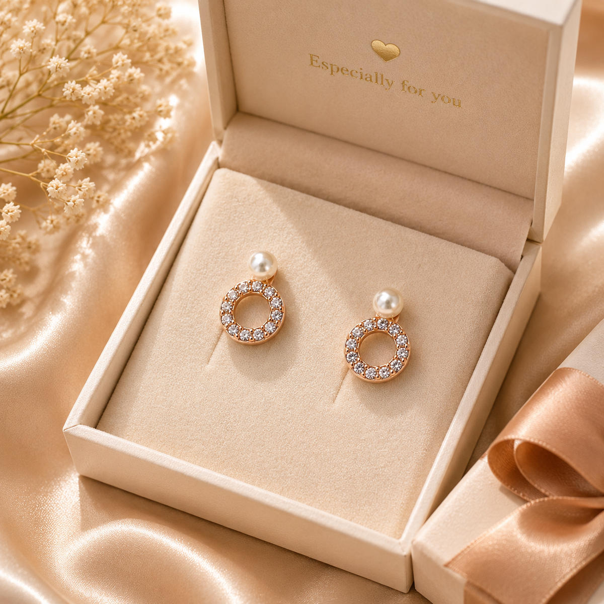 Pearl & Crystal Hoop Drop Earrings