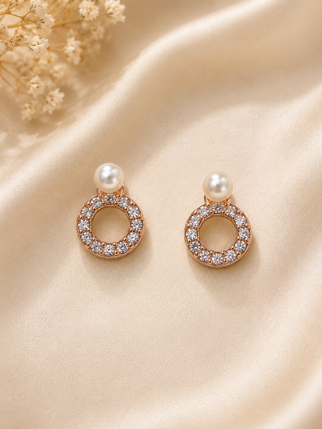 Pearl & Crystal Hoop Drop Earrings