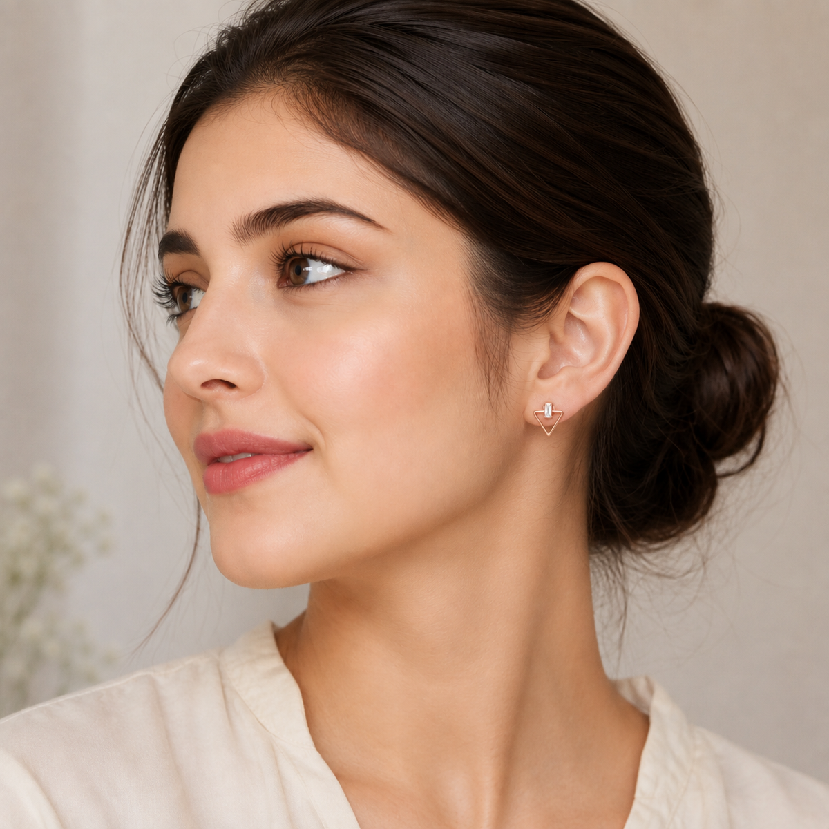 Rose Gold Triangle Crystal Stud Earrings