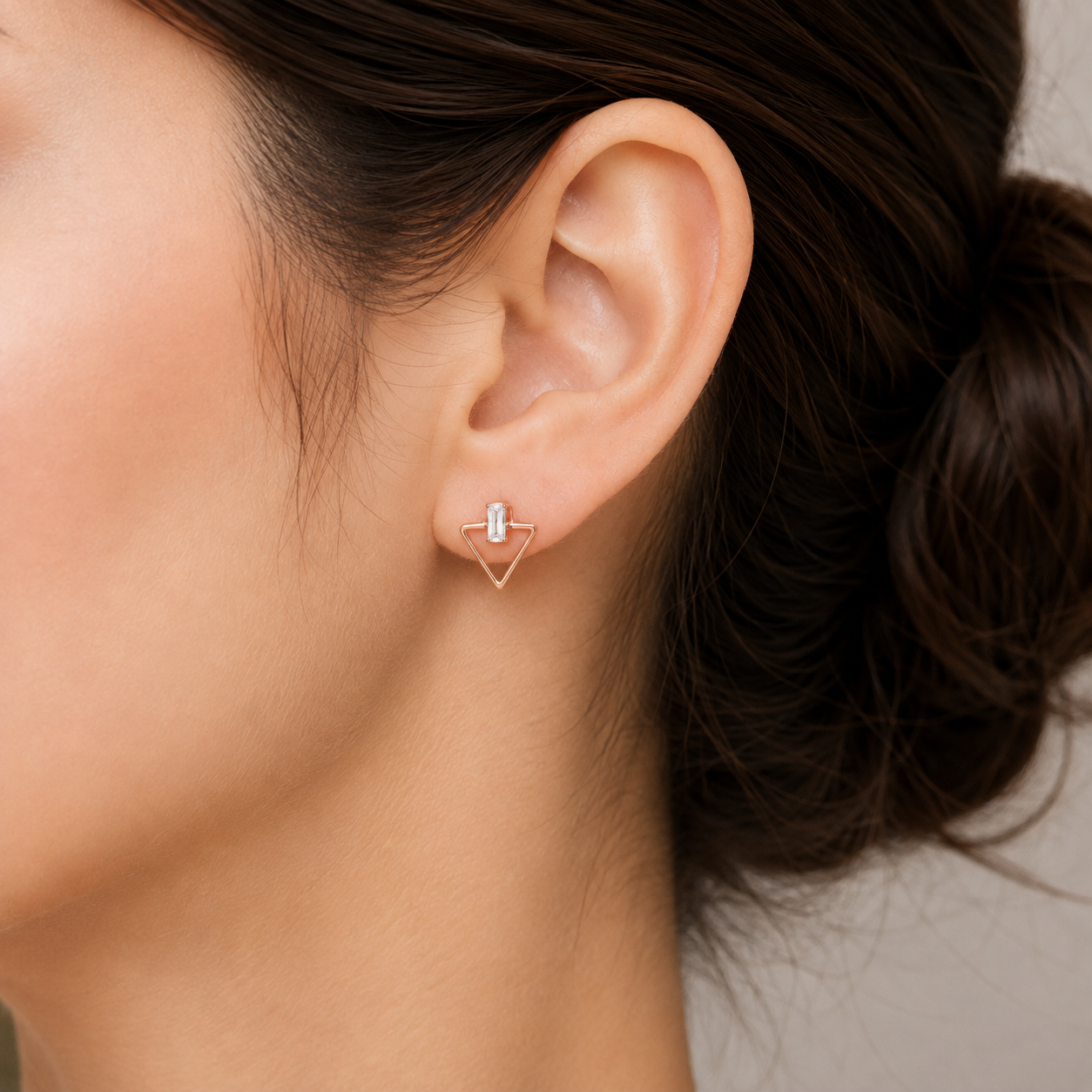 Rose Gold Triangle Crystal Stud Earrings