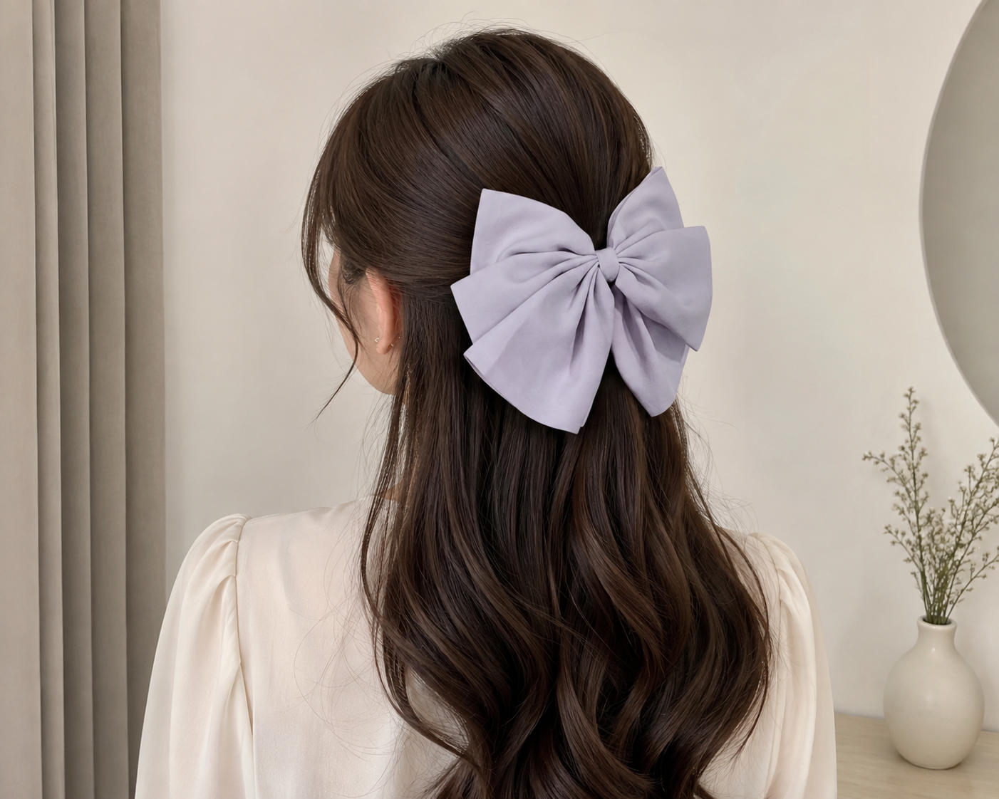 Elegant Lavender Bow Hair Clip for Women & Girls