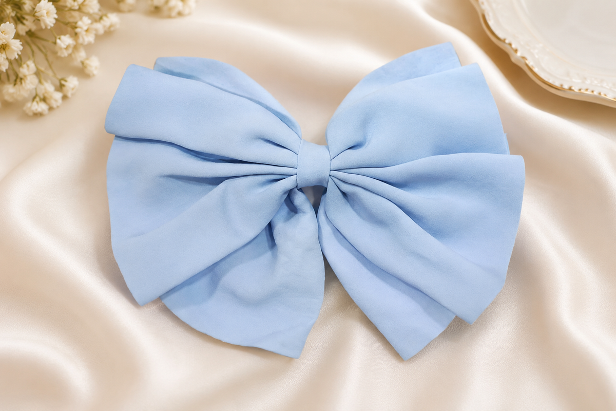 Sky Blue Bow Hair Clip for Women & Girls