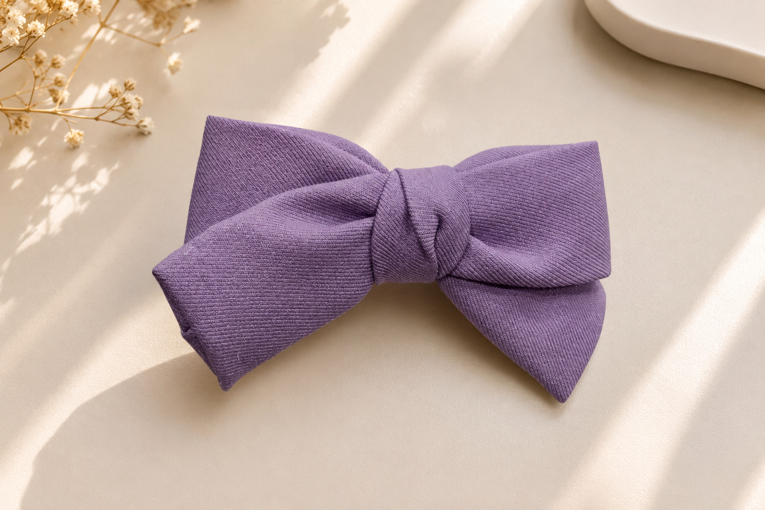 Purple Fabric Bow Hair Clip