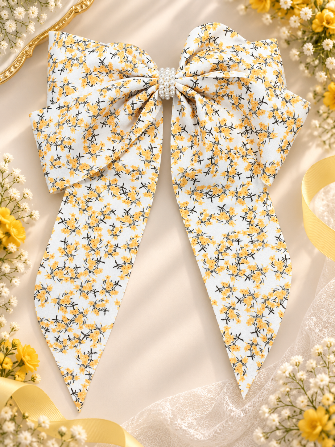 Floral Print Hair Bow