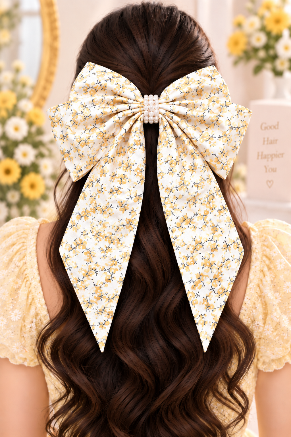 Floral Print Hair Bow