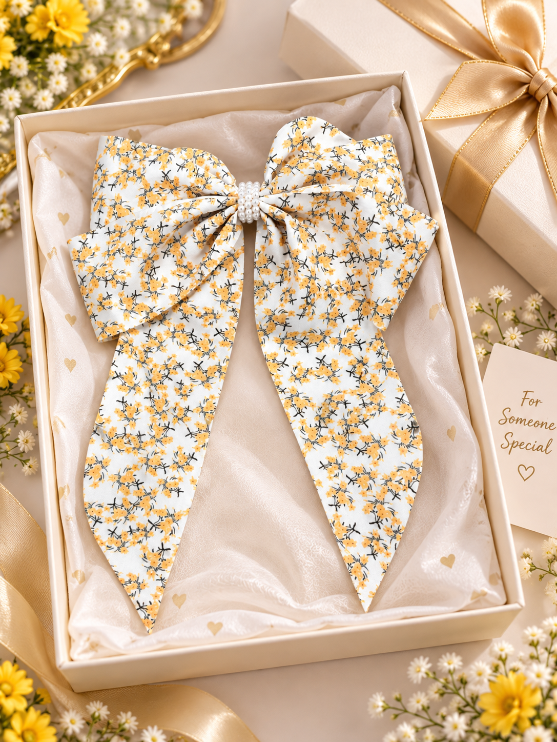 Floral Print Hair Bow