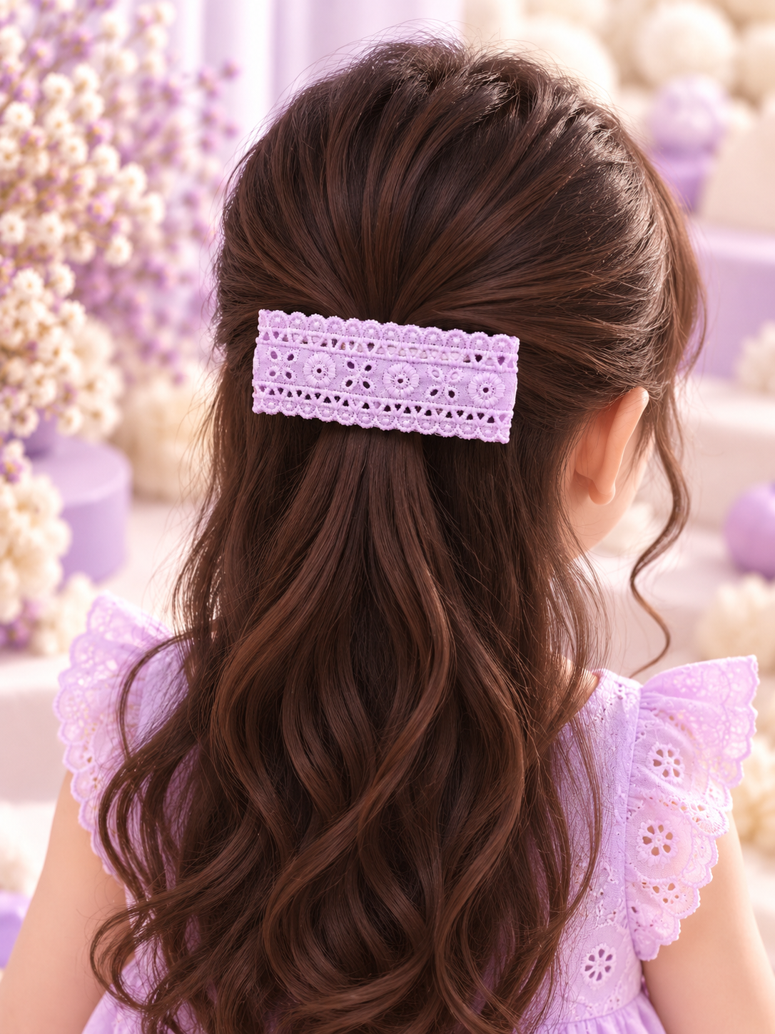 Lavender Lace Bow Hair Pin