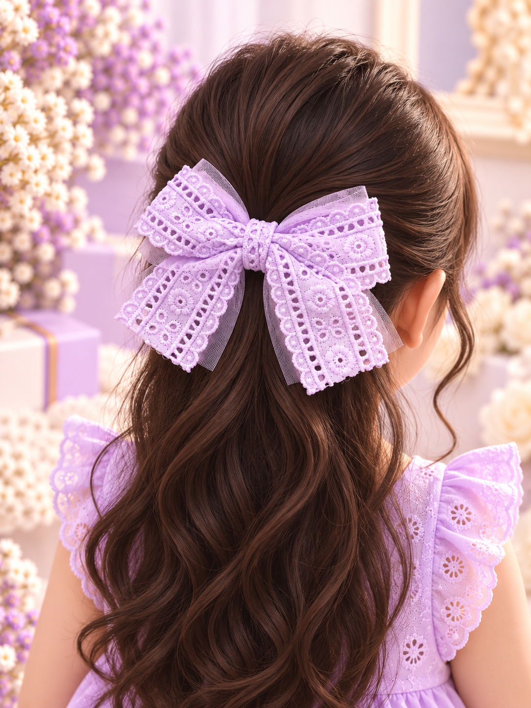Lavender Lace Bow Hair Pin