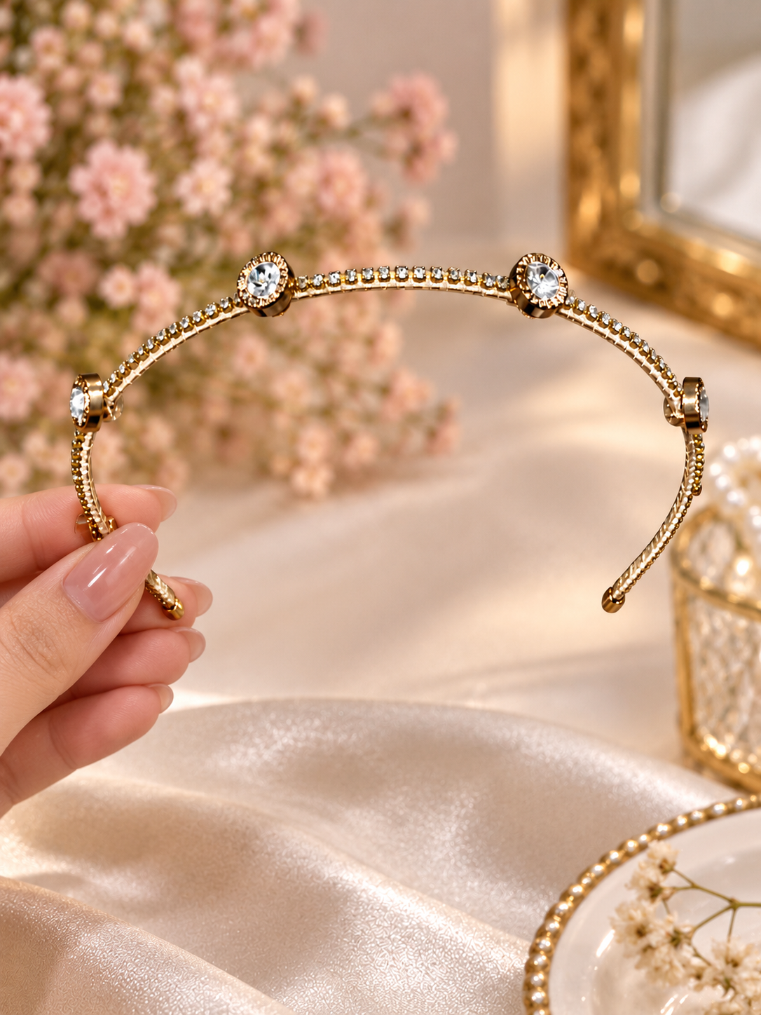 Gold Tone Rhinestone Hair Band