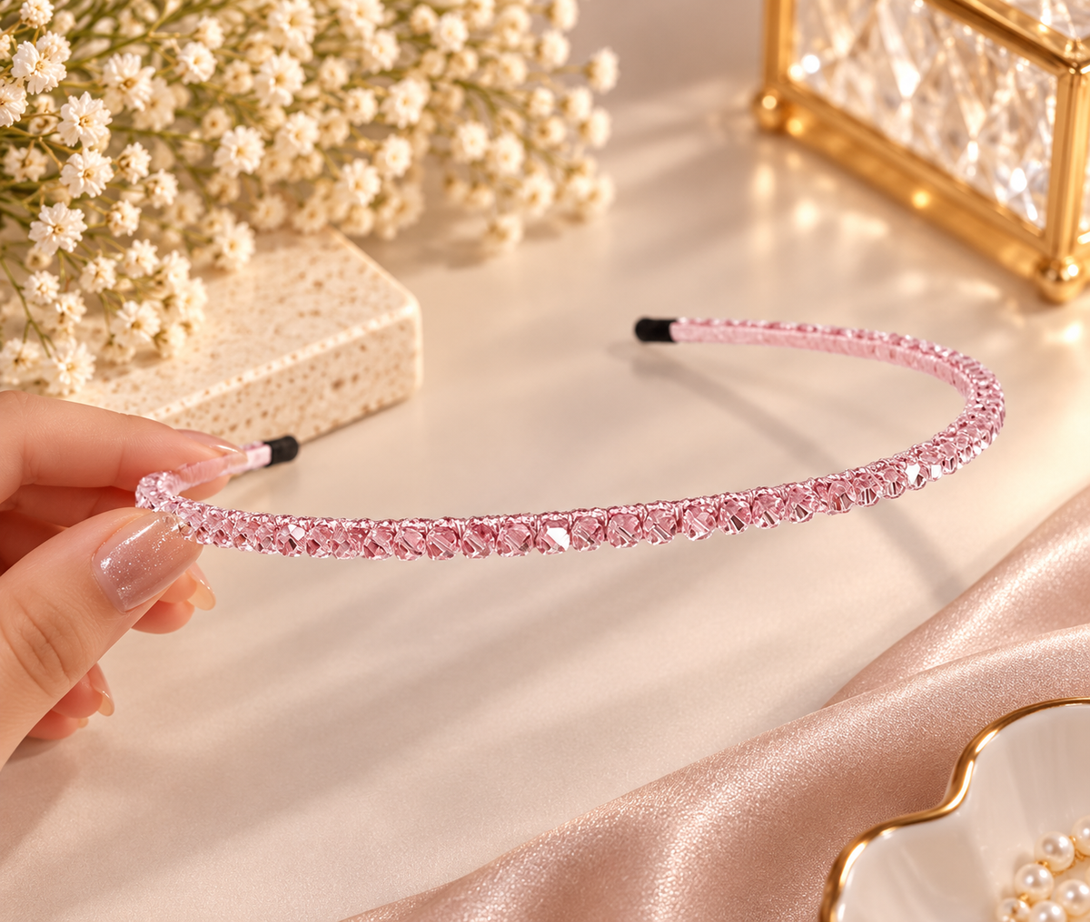 Pink Crystal Hair Band