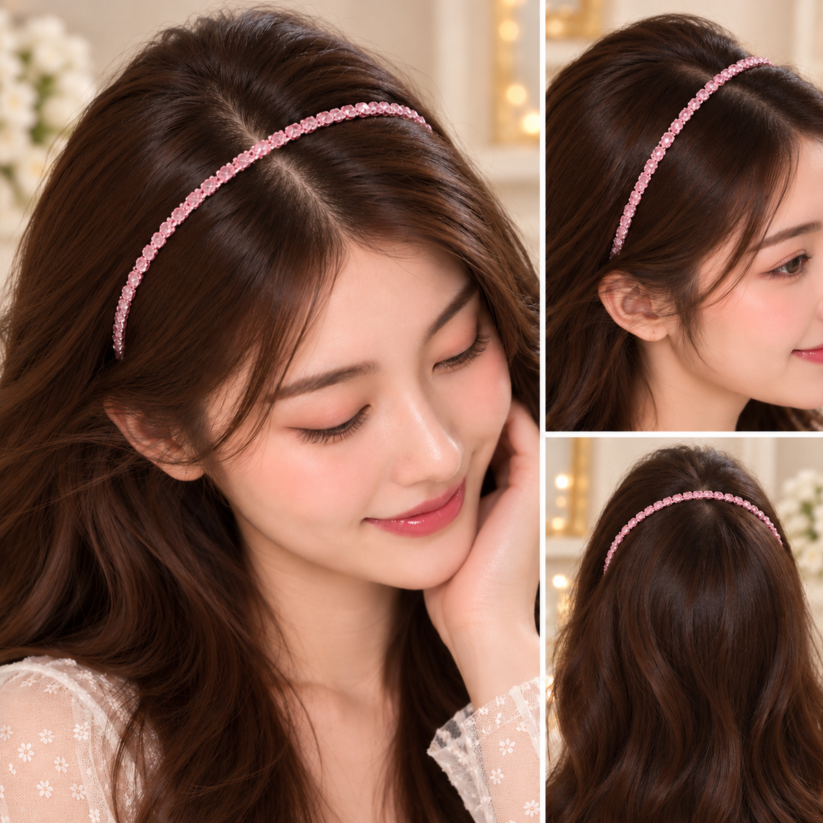 Pink Crystal Hair Band