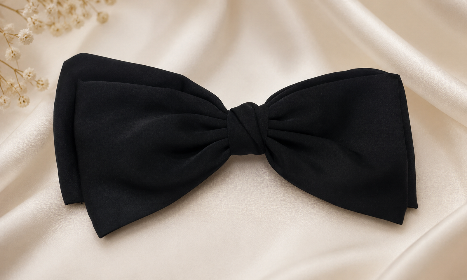 Black Fabric Bow Hair Clip for Women & Girls
