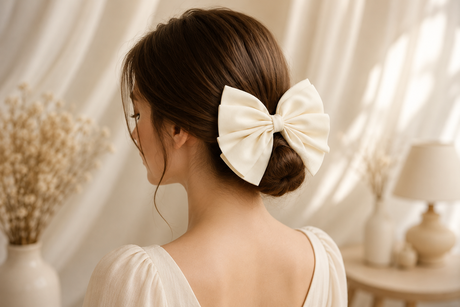 Elegant Pastel Yellow Bow Hair Clip