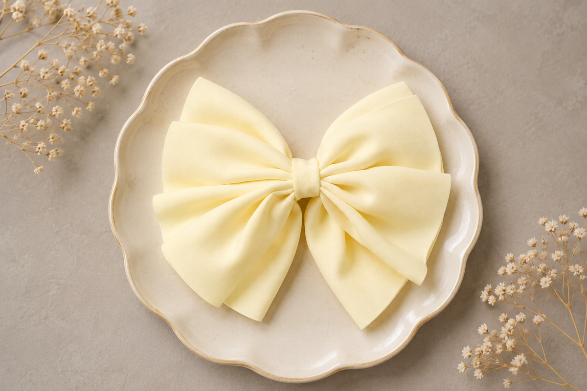 Elegant Pastel Yellow Bow Hair Clip