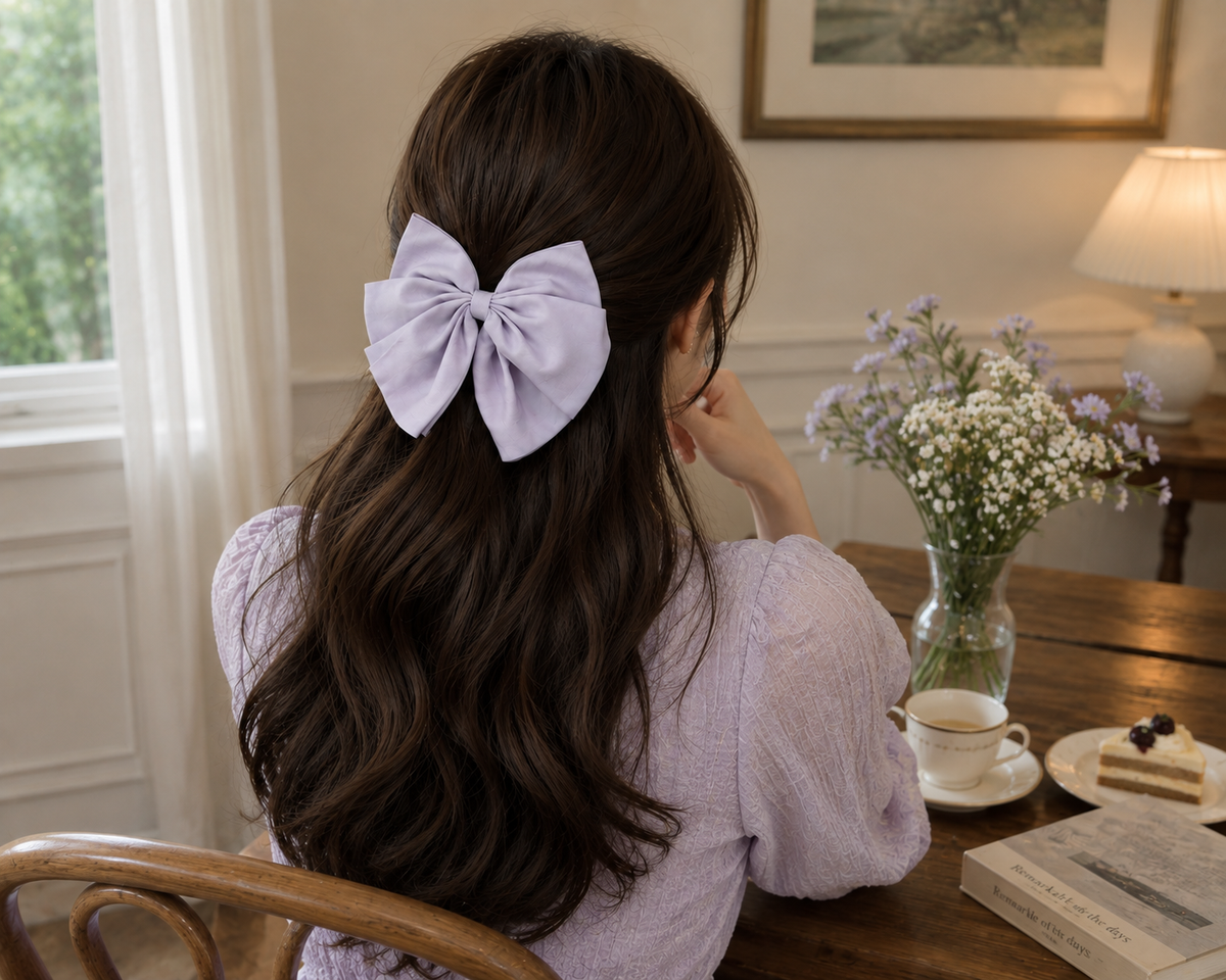 Elegant Lavender Bow Hair Clip