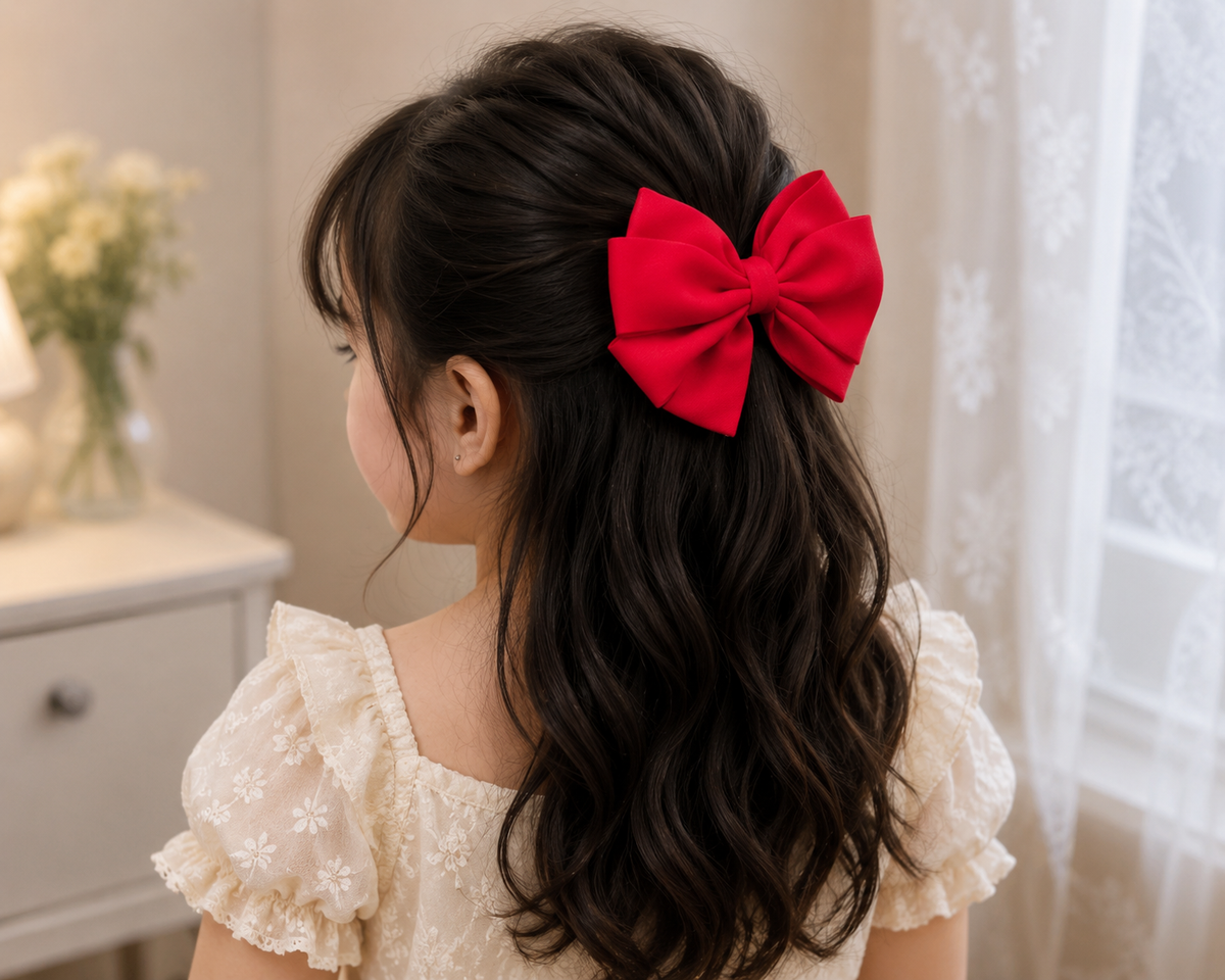 Elegant Red Bow Hair Clip