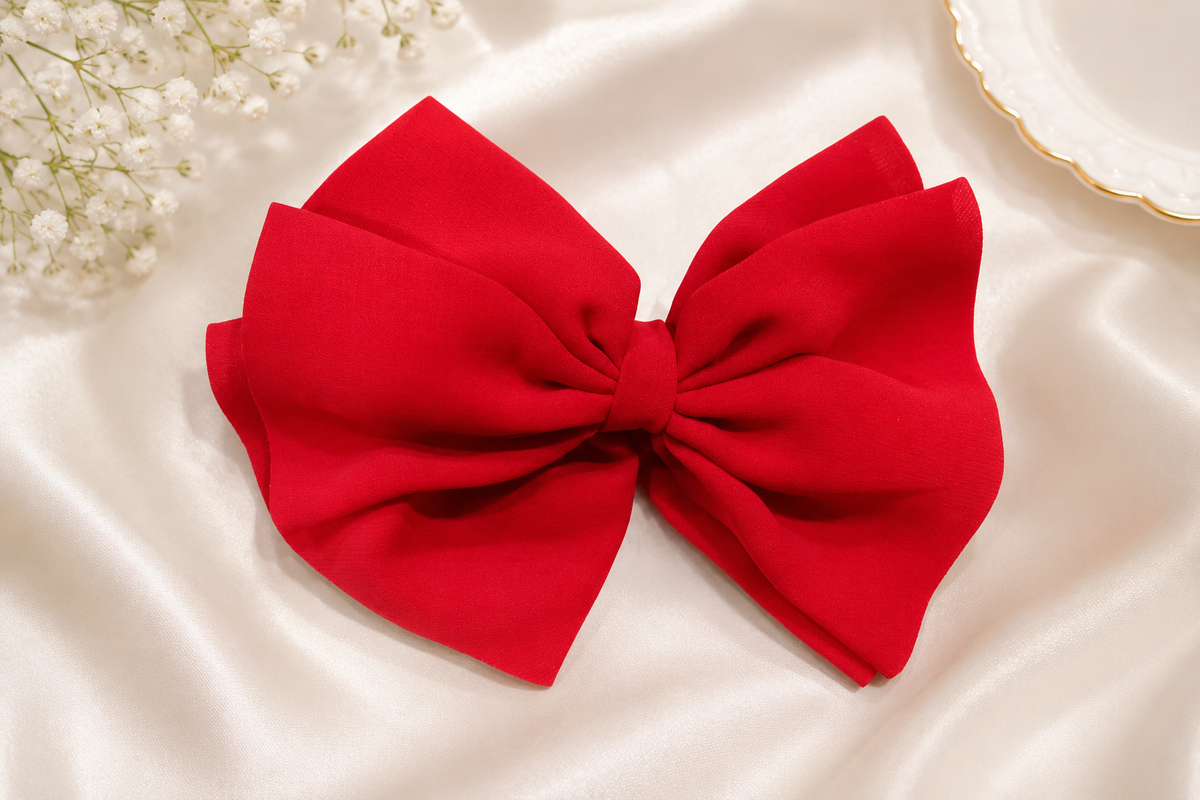 Elegant Red Bow Hair Clip