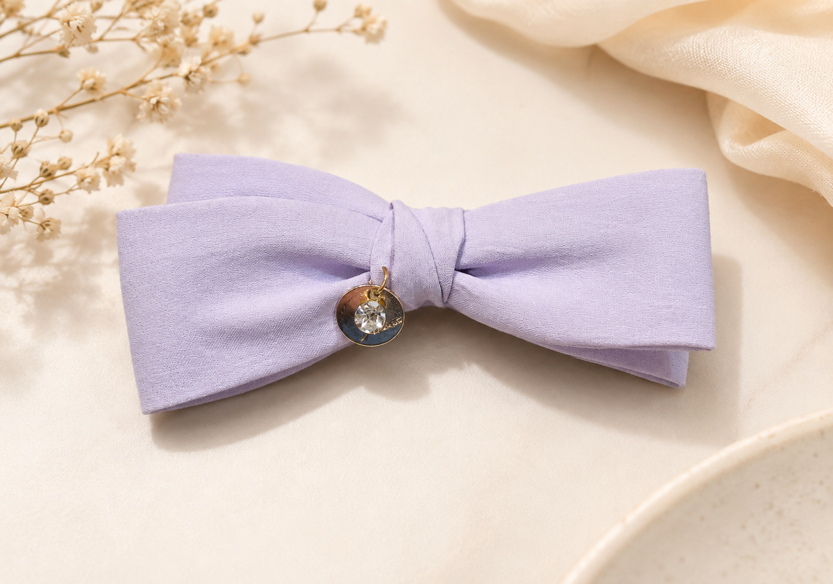 Lavender Crystal Charm Hair Bow