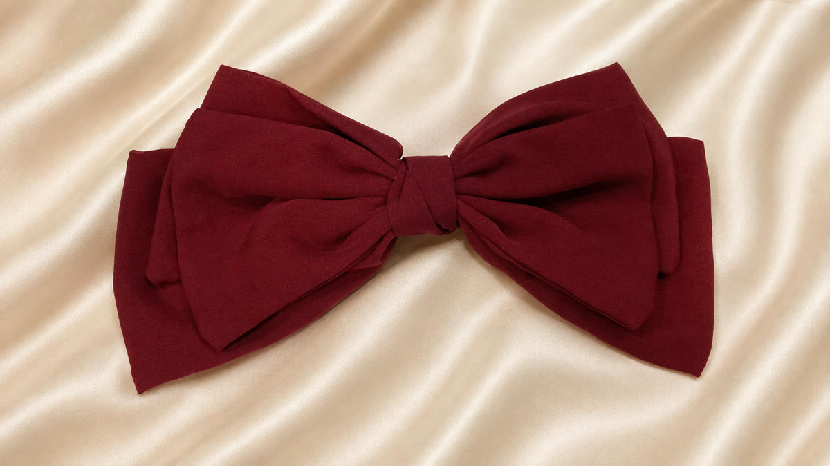 Maroon Layered Bow Hair Clip for Women & Girls