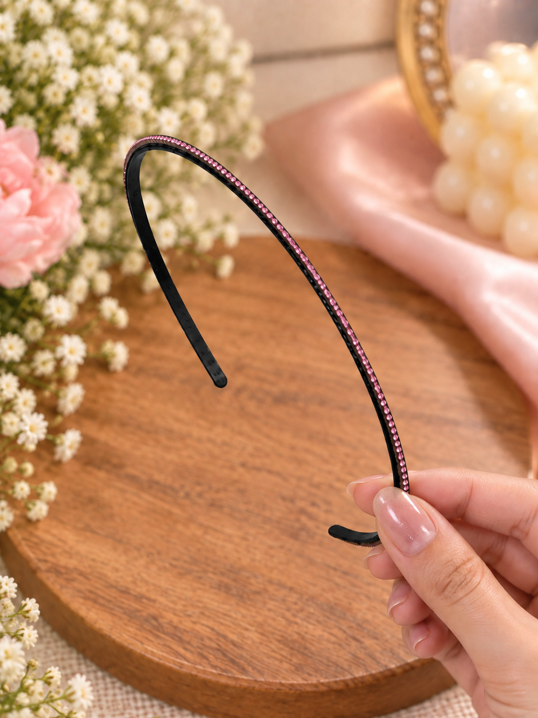Pink Rhinestone Hair Band