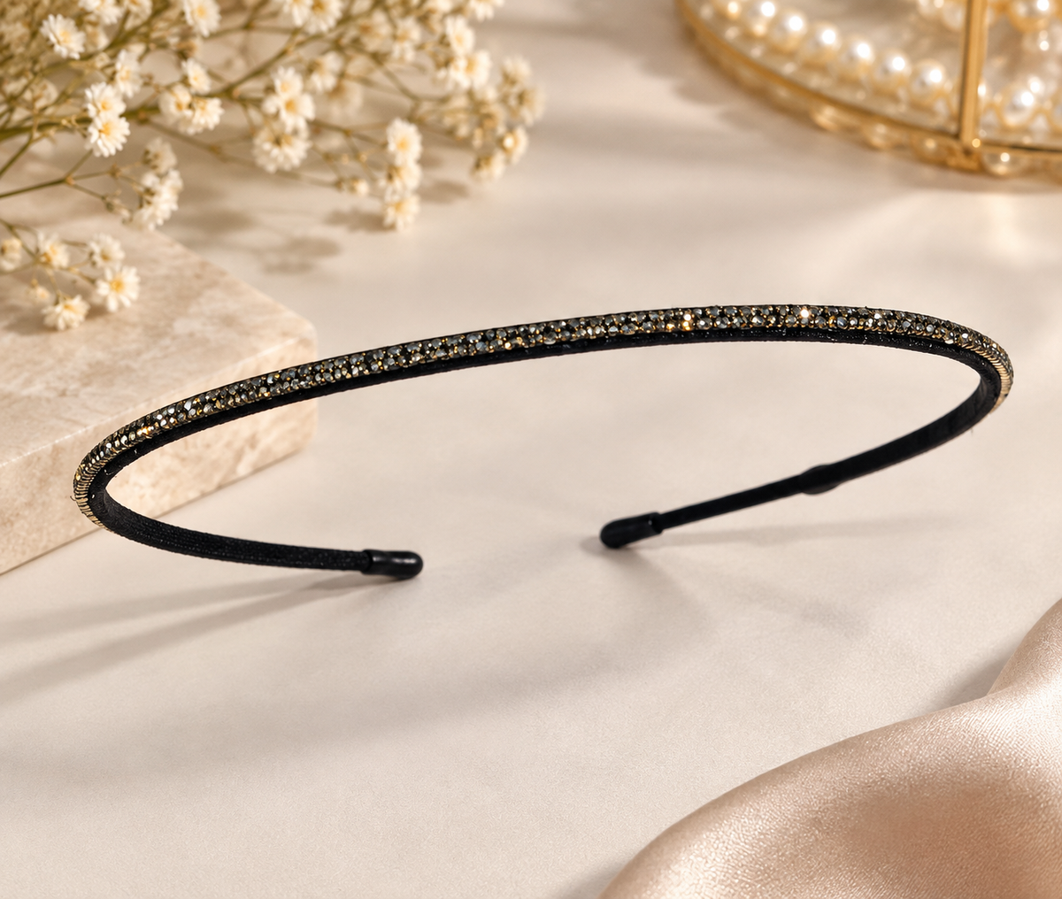 Black Rhinestone Hair Band