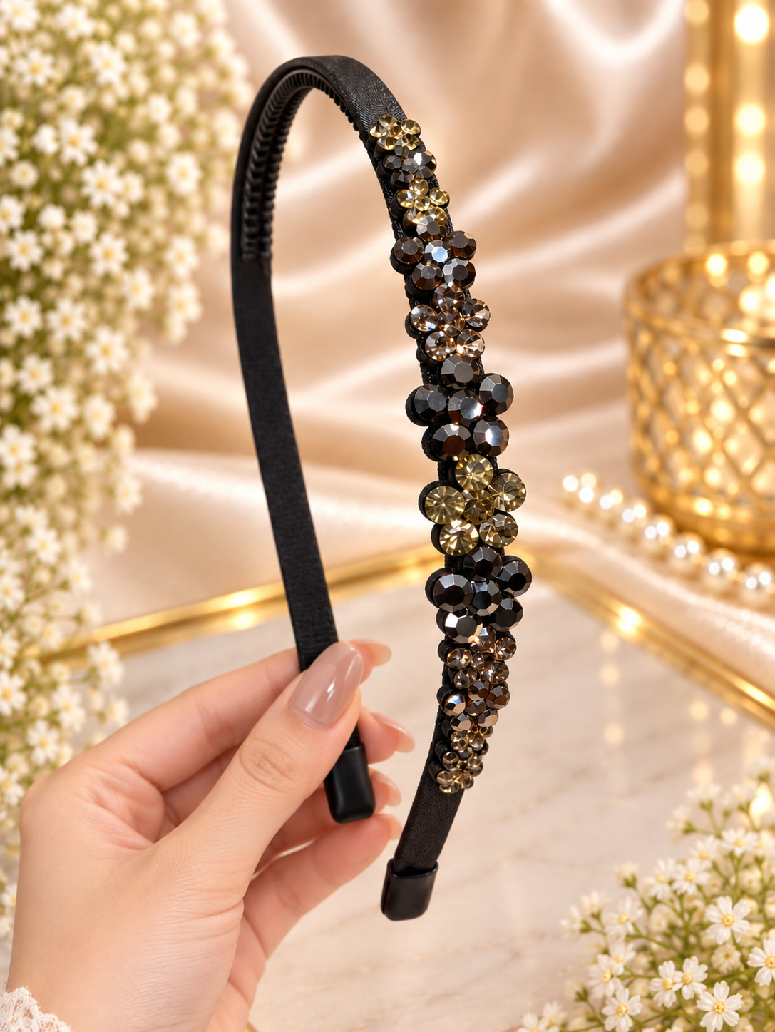 Black Gold Stone Headband