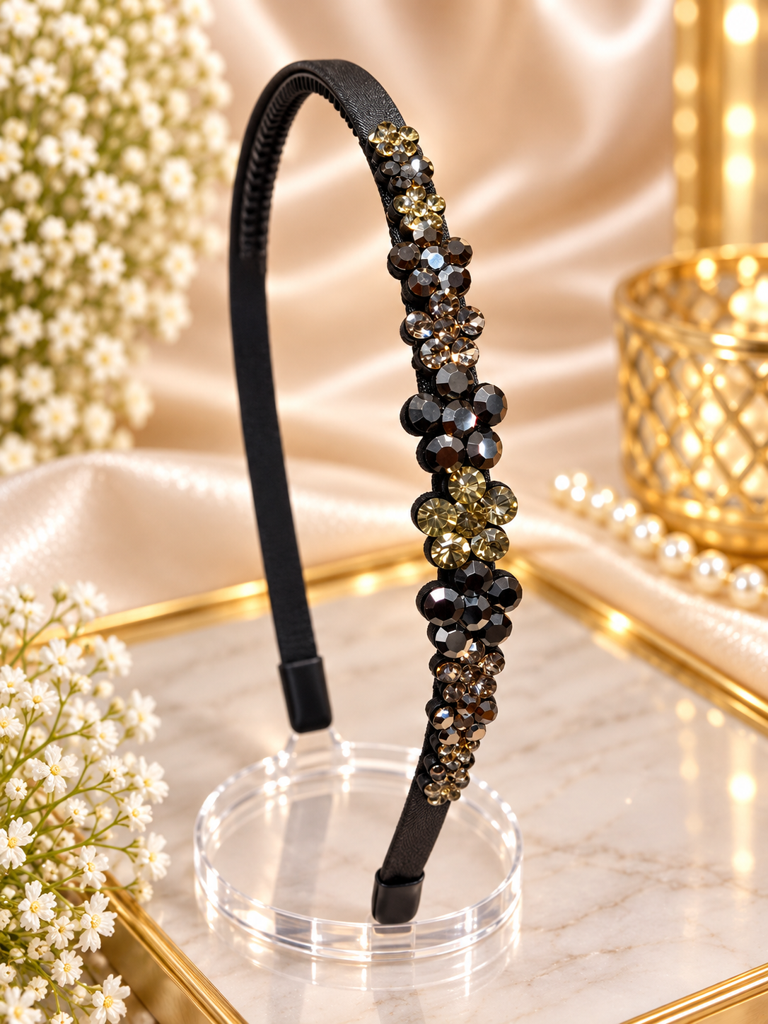 Black Gold Stone Headband