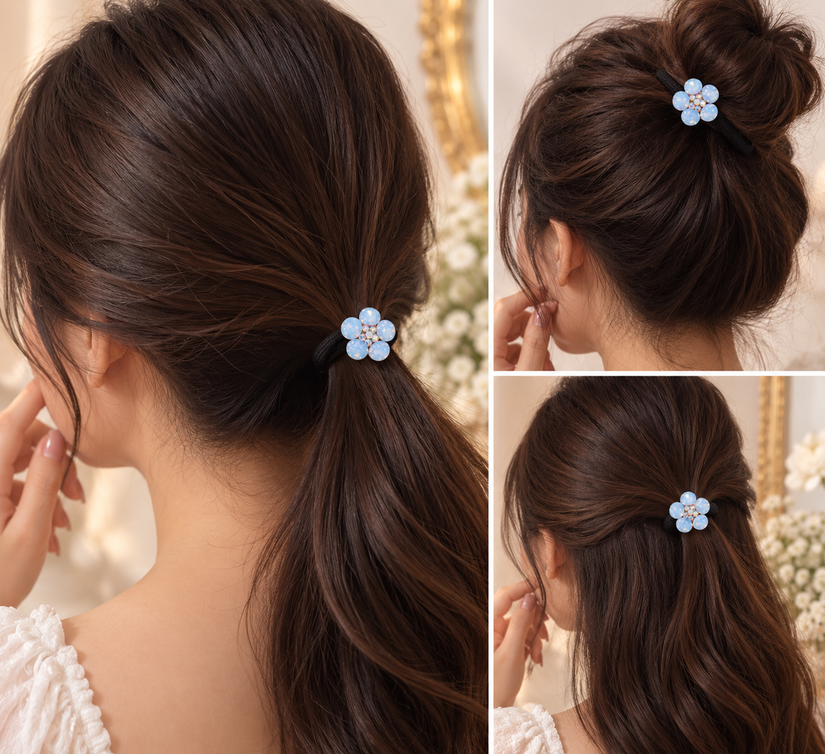 Light Blue Flower Hair Tie