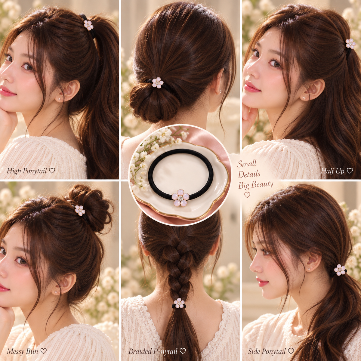 Light Pink Flower Hair Tie