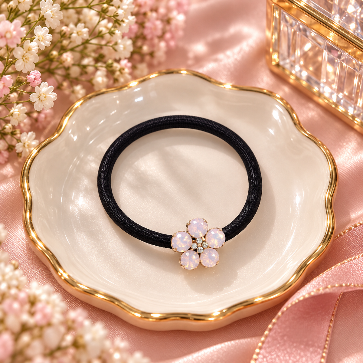 Light Pink Flower Hair Tie